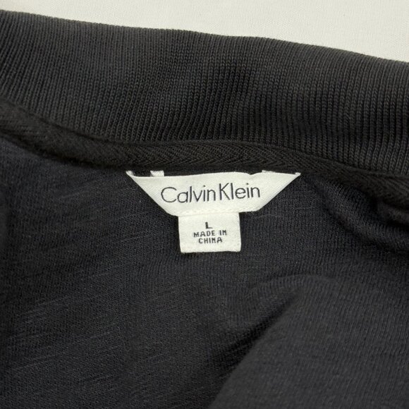 Calvin Klein Black Bomber Jacket Mens Size Large Snap Pockets Sweatshirt Like - Picture 6 of 8